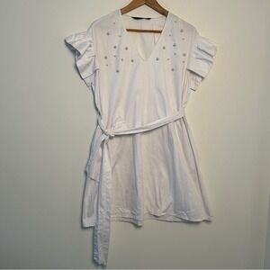 Zara‎ Dress Small S Pearl White Poplin Sleeve